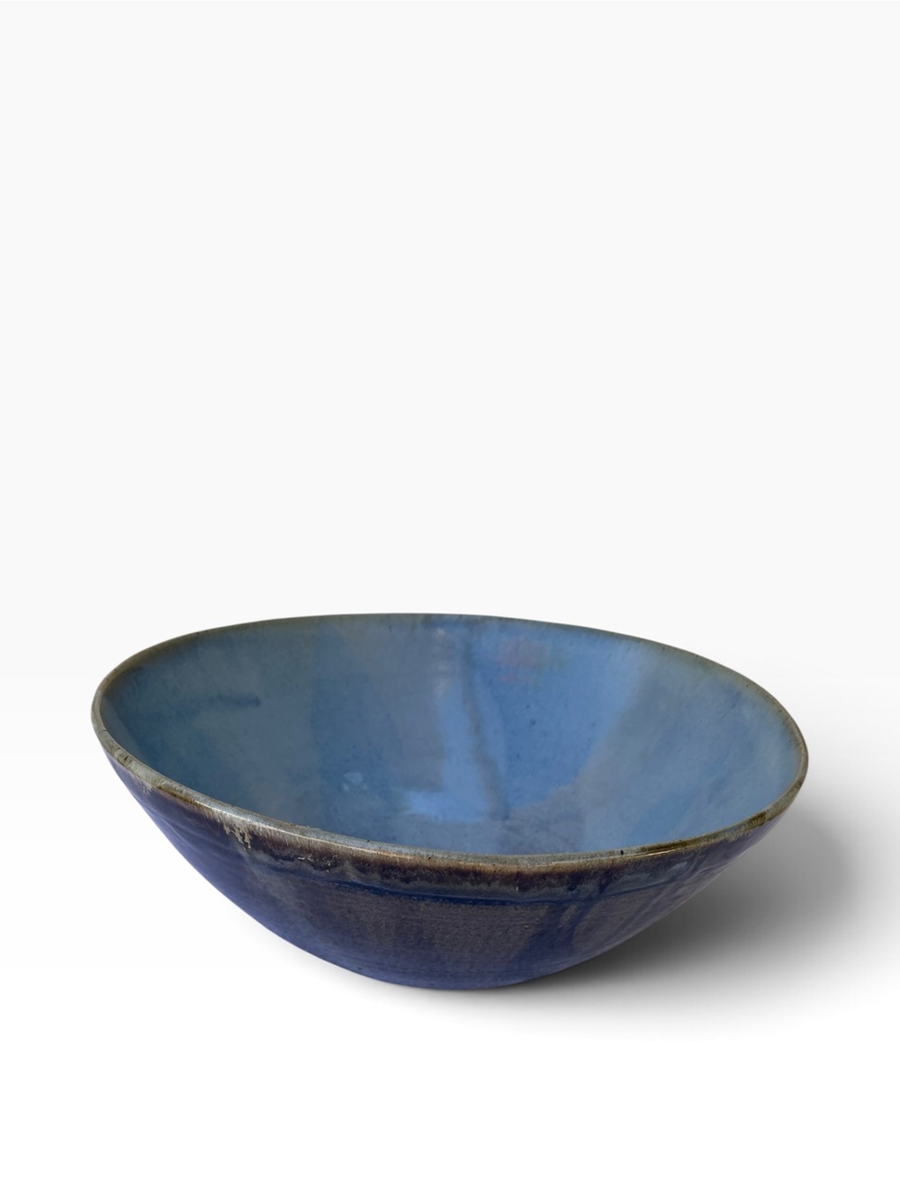 Artisan Handcrafted Ceramic Stoneware Large Salad Bowl Signed Chen 2018
